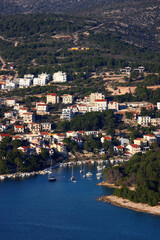 Fototapeta na wymiar Aerial view of primosten, small and beautiful town in Croatia.