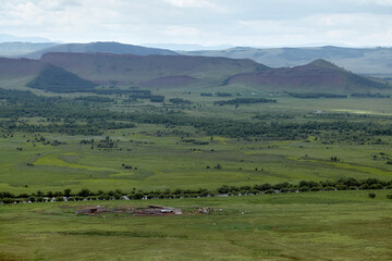 Fototapeta na wymiar Mountain range Chest in Khakassia.