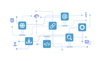Digital communication design concept, web, Online business network connect. vector illustration