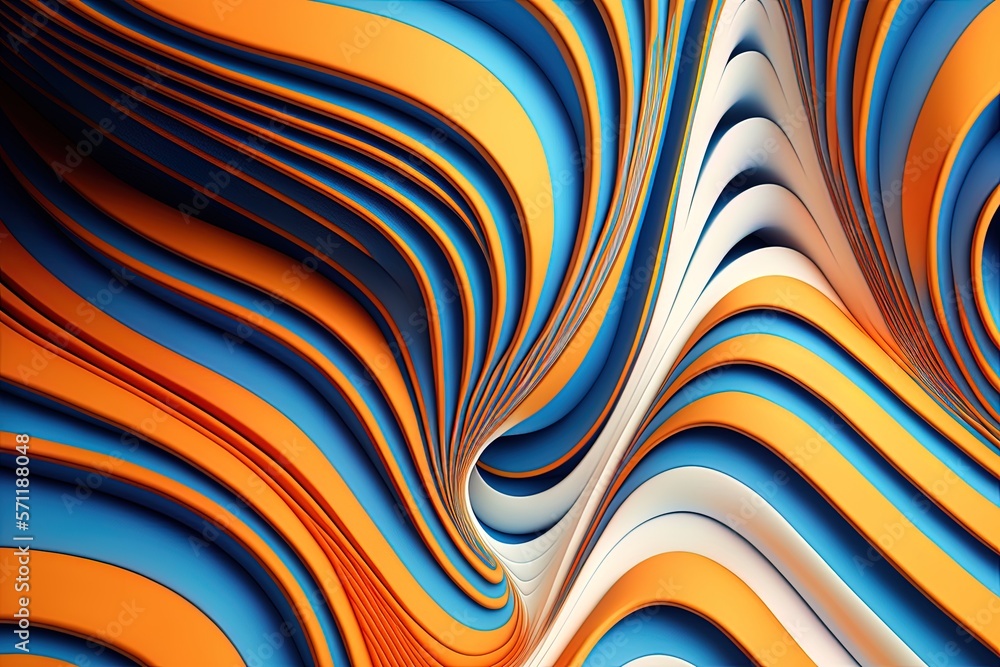 Poster colors of the flag: blue, white, and orange trippy, multicolored abstract backdrop made from undulat