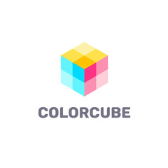 Logo template hexagon vector design. Color cube icon.
