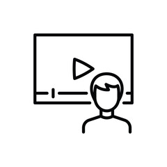 Vlogging thin line icon. Video vlog, streaming, self selling. Social media. Vector illustration.