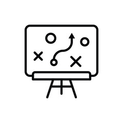 Business strategy thin line icon. Planning of tactics on blackboard. Vector illustration.