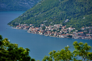 Fototapeta na wymiar Summer view of the Bay of Kotor in Montenegro