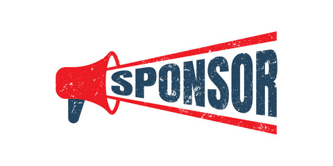 Megaphone sponsor stamp.stamp.sign.sponsor. Red grunge