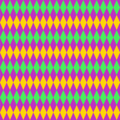 Stained glass window seamless pattern Mardi grass background  Colorful rhombus mosaic Isolated vector illustration
