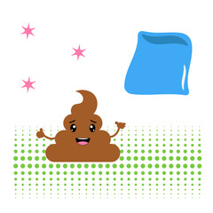 Cute happy smiling poop Kawaii character. Vector illustration