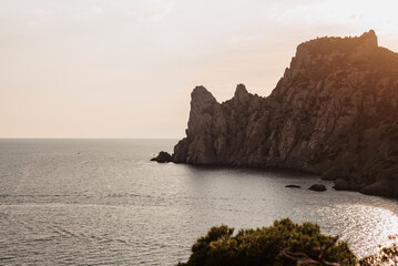 Landscape Natural reserve of mount Karaul-Oba, Crimea, city of Sudan, Black sea coast, summer,...
