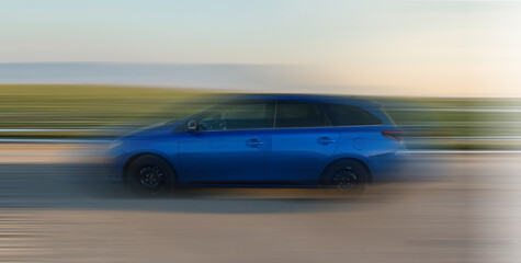 Obraz na płótnie Canvas Blurred car high speed. Motion concept