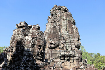 Bayon temple in Cambodia, faces of unknown deities