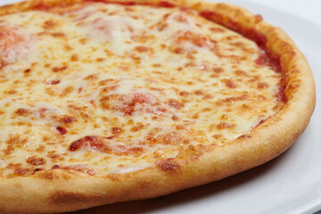 tasty pizza on the white