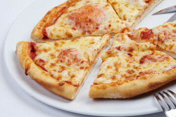 tasty pizza on the white