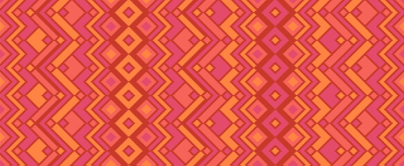 Asymmetric rhombus traditional motifs vector geometric pattern.