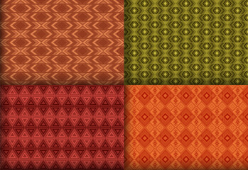 Ornate geometric chevron seamless ornament bundle. Indian motif ethnic patterns. Chevron ikat geometric vector endless backdrop package. Monochrome background prints.