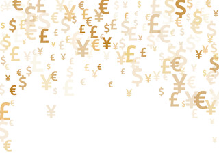 Euro dollar pound yen gold icons flying money vector design. Income pattern. Currency symbols