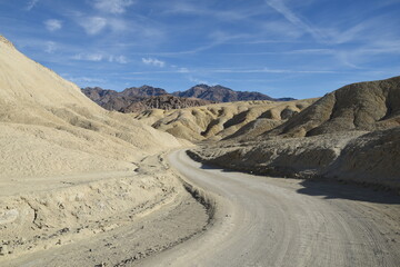 Landscape in the Death Valley National Park: mountain road in the Twenty Mules Team Canyon