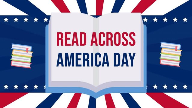 Read Across America Day concept. Video Template for background, banner, card, poster with text animation.