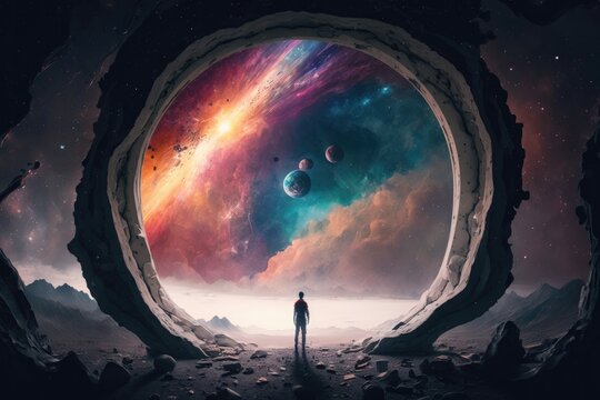 Life in the universe abstract background. Generative AI