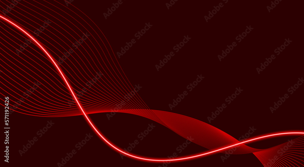Poster abstract background with glowing wave lines. red colorful shiny wave with lines. technology concept.