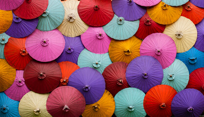 Beautiful colorful umbrellas used as backdrops.