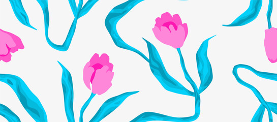 cute artistic flowers print. Modern botanical pattern. 