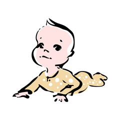 Funny and cute babies. Various poses of baby. Vector drawings
isolated. 