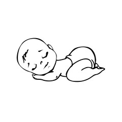 Funny and cute babies. Various poses of baby. Vector drawings
isolated. 