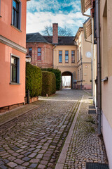 22 october 2021. Bleicherode, Germany: View of old town in Europe in beautiful evening light at sunset. Germany.