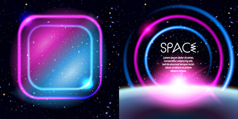 Obraz premium Set of Abstract Background with Luminous Swirling Backdrop. Energy Flow.