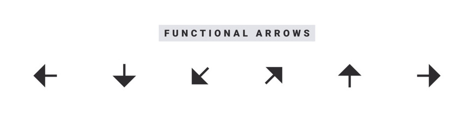 Arrows icons. Functional arrows. Pointer or arrow signs. Modern arrow icons. Vector illustration