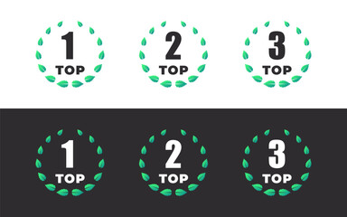 Top places signs. Award icons. First place. Second place. Third place. Trophy icons. Vector illustration