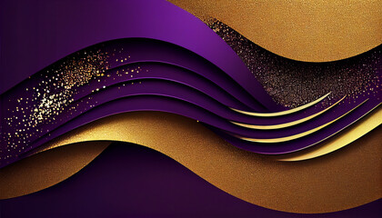 abstract purple and gold luxury wavy background