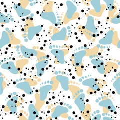Pattern. Newborn infant themed cute doodle. Vector drawings elements, isolated. Baby care, feeding, Baby toys, ball, bottle, duck, baby clothes, baby pillow, childrens footprints, accessories. 