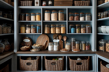 chic kitchen pantry organization and Storage - obrazy, fototapety, plakaty