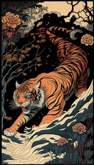 Powerful tiger painting