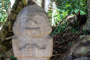 San Agustin (San Agustín), Huila, Colombia : pre-columbian megalithic sculpture on display in the...
