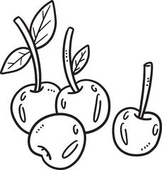 Cherry Fruit Isolated Coloring Page for Kids