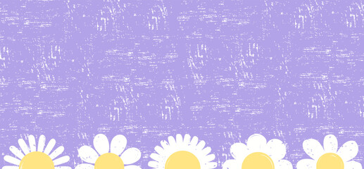 Daisy flower horizontal banners on textured background with copy space.