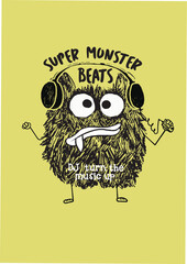 cartoon monster for print