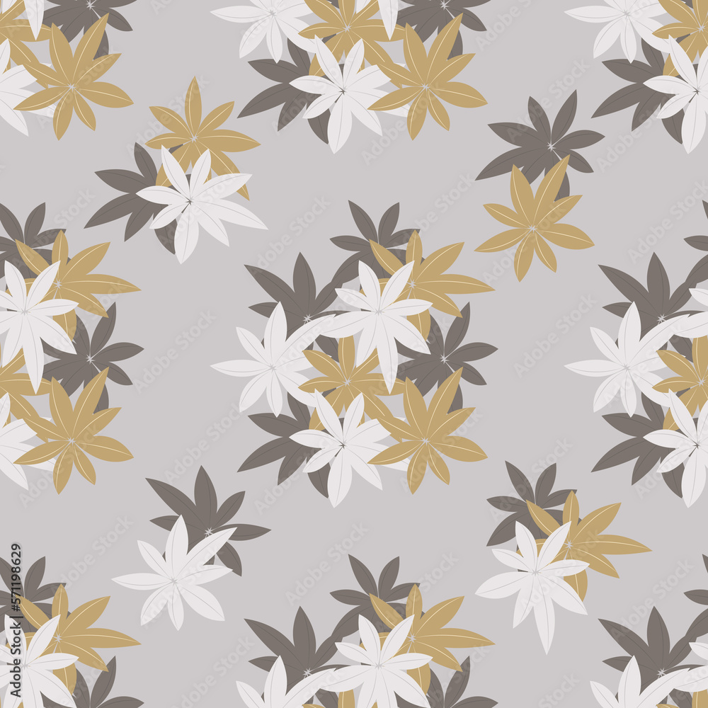 Canvas Prints Botanical seamless pattern with wildflowers on a gray background for textile. 