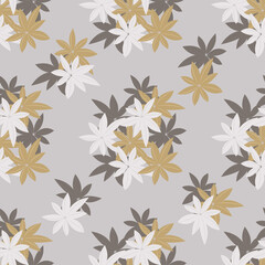 Botanical seamless pattern with wildflowers on a gray background for textile. 