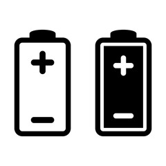 Obraz premium Battery icon with plus sign and minus sign.