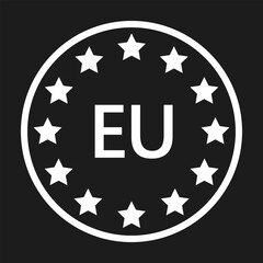 Europe Union Symbol design. White pictogram on black background.