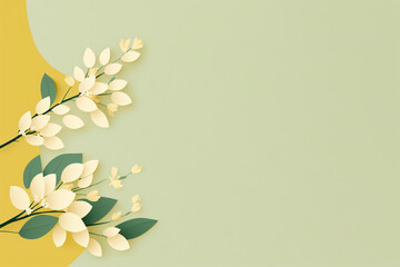 Minimalist spring background with pastel colors and springtime elements such as branches and flowers, suitable for brochures, flyers, banners, or wallpapers Ai generated