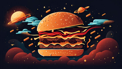 space burger in space minimal background