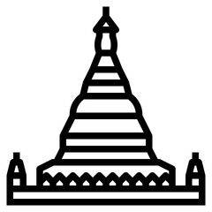 Shwedagon Pagoda line icon style