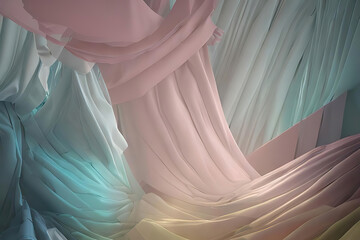 Creative Pastel Fabric Design with Flowing Waves for Background.
