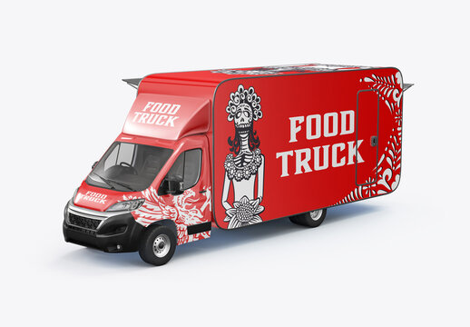 Step Van Food Truck Mockup