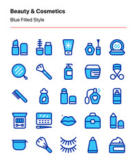 Customizable set of beauty and cosmetic icons consisting of different kinds of makeup items. Perfect for businesses, ecommerce, marketplaces, product catalogs, ads and marketing, etc