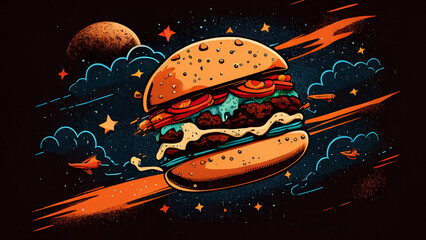 space burger in space minimal background